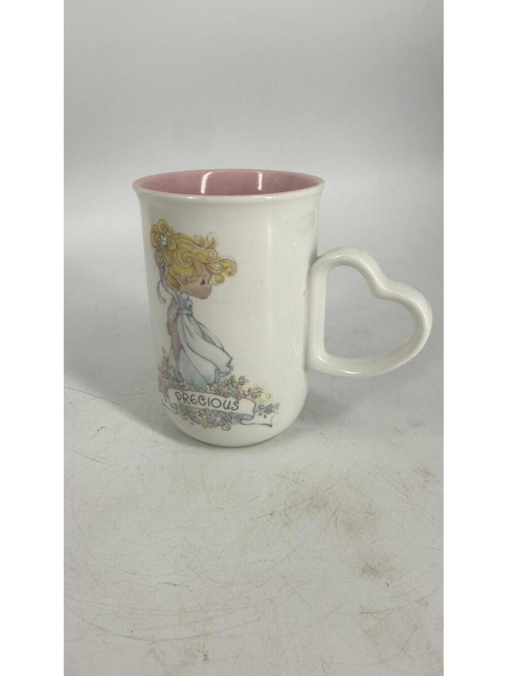Precious Moments Heart Handle Coffee Mug Pink Interior Precious Poem Cup